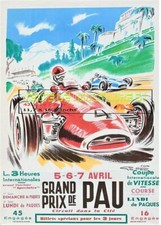 Automobilia - Grand Prix de Pau  64- années 50 - Géo Ham  - affiche plastifiée