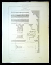 Ancienne Gravure - Eglise St-Bruno à Bordeaux, détails des boiseries de la Nef