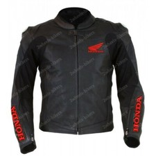 HONDA Veste en Cuir de Moto Hommes Veste de Motard en Cuir Veste en Cuir Motard