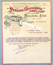 ● Tarare J. Malleval Présure universelle lettre 1924 Larivière Fantin Tarrare