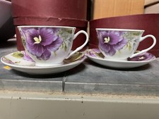 Set 2 Tasses Porcelaine Thè Thé 'Café + Vaisselle Déco Rose Boîte Rond Vintage