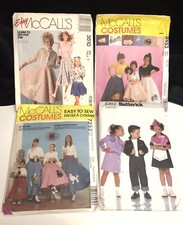 Lot Of 4 Child’s Costume Sewing Patterns 1950’s Poodle Skirt Greaser Fonzi