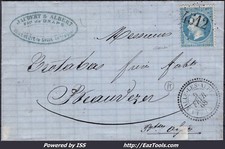 FRANCE N° 22 SUR LETTRE GC 4512 LA SALLE LES ALPES + CAD TYPE 22 DU 05/02/1868