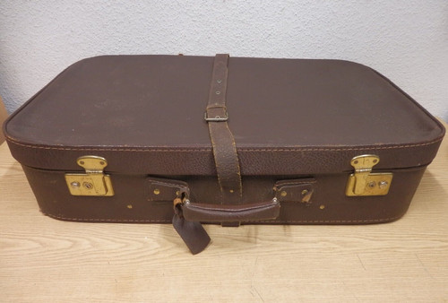 Valise cuir marron foncé - cuir,