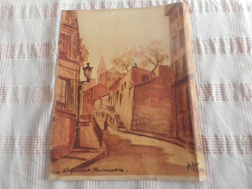Litho dessin peint ancien - peint?,