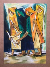 OSWALDO GUAYASAMIN Dessin sur papier (fait main) signé et estampillé...