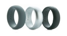 3 Silicone Wedding Ring for Men Metallic Silver Rubber Ring