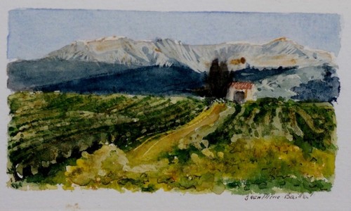 Aquarelle vue provence vers - aquarelle, de