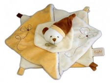 Doudou plat ours blanc caramel - plat,