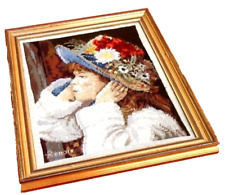 Cadre bois doré tapisserie canevas Jeune femme au chapeau Pierre-Auguste Renoir