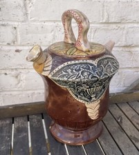 French Gargoulette Faïence Pottery Olive Oil Water Jug Jar Pitcher Art Nouveau