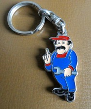 Porte cle métal Garagiste genre Super Mario, garage Automobile Station Service.
