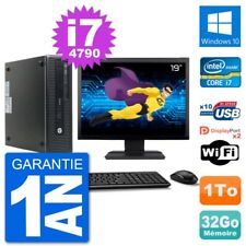 PC HP 800 G1 Ecran 19" Core i7-4790 RAM 32Go Disque 1To Windows 10 Wifi