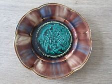 Assiette ancienne  en faïence de Rubelles XIX è Emaux Brevet d'invention