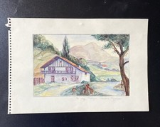Aquarelle signée J.P. paysage