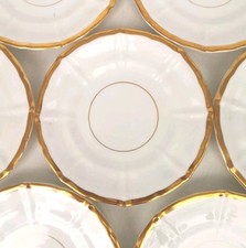 12 Assiettes Empire Porcelaine Blanche Et Dorures XIX Ème Vaisselle Ancienne 