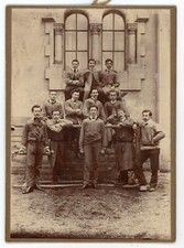 PHOTO 1880, Gymnaste école professeur élèves haltères barre sport