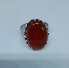 bague en acier inoxydable avec cornaline réglable neuve