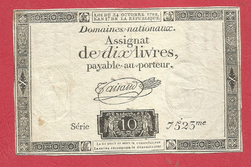 Assignat livres 24 - 10, du