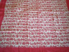 LANCASTER - Carré Foulard SOIE - MONOGRAMME - ROUGE & BLANC - 84cm x 81cm
