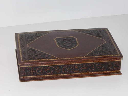 Coffret ancien bureau cuir - coffret,
