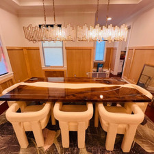 Table de salle à manger neuve en résine époxy table en bois d'acacia décorati...