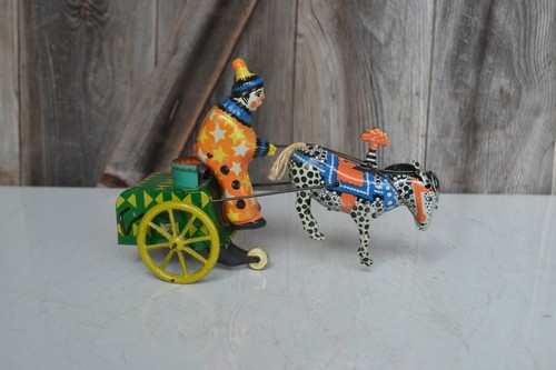 Tin windup donkey clown - tin,