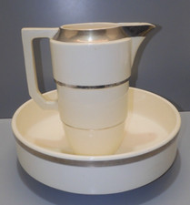 -SERVICE DE TOILETTE ART DECO CHOISY LE ROI BLANC Cassé & BANDES Argentées   D