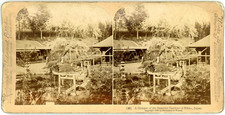 Stereo, Japan, a glimpse of the beautiful gardens of Nikko Vintage stereo card -