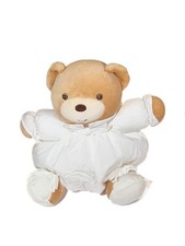 Doudou ours tissu blanc coll