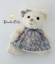 5410?17cm Doudou Peluche BUKOWSKI Ours Crème Beige Robe Fleurie