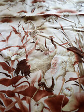 Doubles rideaux motif actuel oiseaux roseaux végétation crème 220 x 16c cm