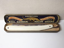 Ancien Coupe-Choux Rasoir lame dorée boite tôle lithographiée XXème siècle