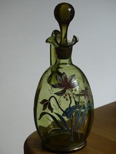 STYLE LEGRAS 1 ANCIENNE CARAFE A APERITIF LIQUEUR VERRERIE EMAILLE ART NOUVEAU