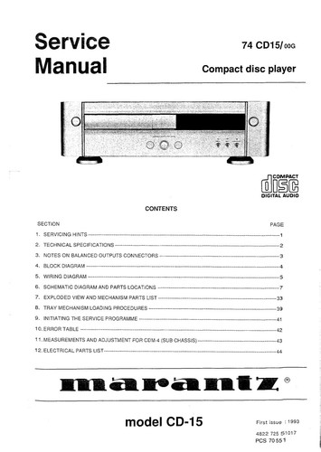Service manuel instructions - service, d'instructions