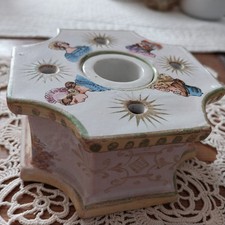 Ancien Encrier Faïence Never