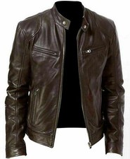 Veste En Cuir Biker Marron