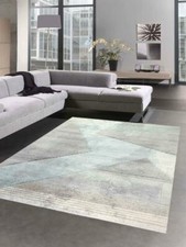 Tapis Abstrait Salon Couloir Design moderne Carreaux en Bleu Vert Gris Noir - ..