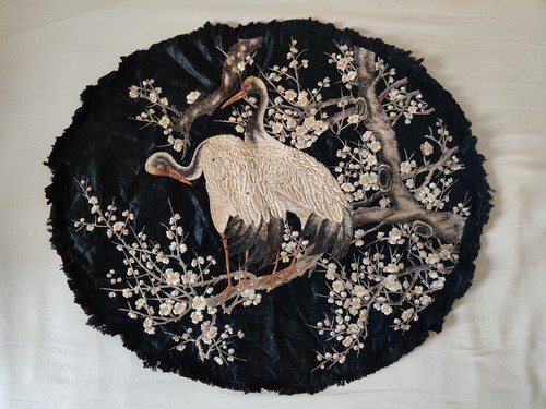 Piece tissu soie - brodée, 2