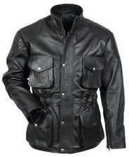 Veste de police noire classique légendaire pour homme 100 % cuir véritable...