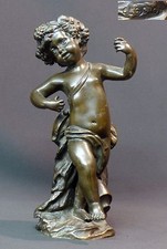 AA 18ème statuette sculpture bronze CLODION  Bacchus 26cm3.1kg putti chérubin 