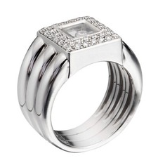 Bague Carrée En Or Blanc Et