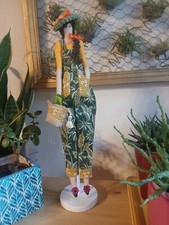 Poupée style Tilda - Jardinière - taille 40 cm avec support - décoration