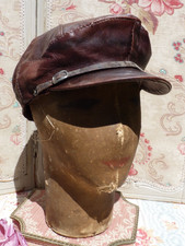 ANCIENNE CASQUETTE en CUIR pour HOMME motard des années 1940