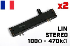 2x Potentiomètre à glissière Linéaire slider 2 VOIES 100 Ohm à 470k Stereo Fader