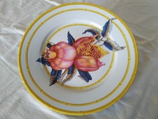 ASSIETTE PORCELAINE DE PARIS AURORE TROPICALE VINTAGE FLEUR BAMBOU