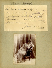 Autographe original de l'actrice Jane Hading planche originale ayant servie