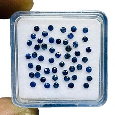 VVS 50 Pièces Naturel Ceylan Bleu Saphir 1.5mm Diamant Rond Coupe Ample Gemmes