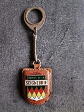 PORTE CLE CUIR  METAL EMAILLE USINES DE LA SEIGNEURIE PEINTURE ANNEES 60 BE