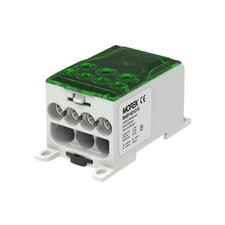 Bloc distribution alu cuivre 400A vert- entrée 1x240mm² - sorties 4x35/3x50mm²